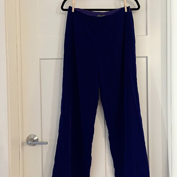 Vintage Cynthia Rowley Royal Purple Velvet Pants 90's Dream - Picture 8 of 9